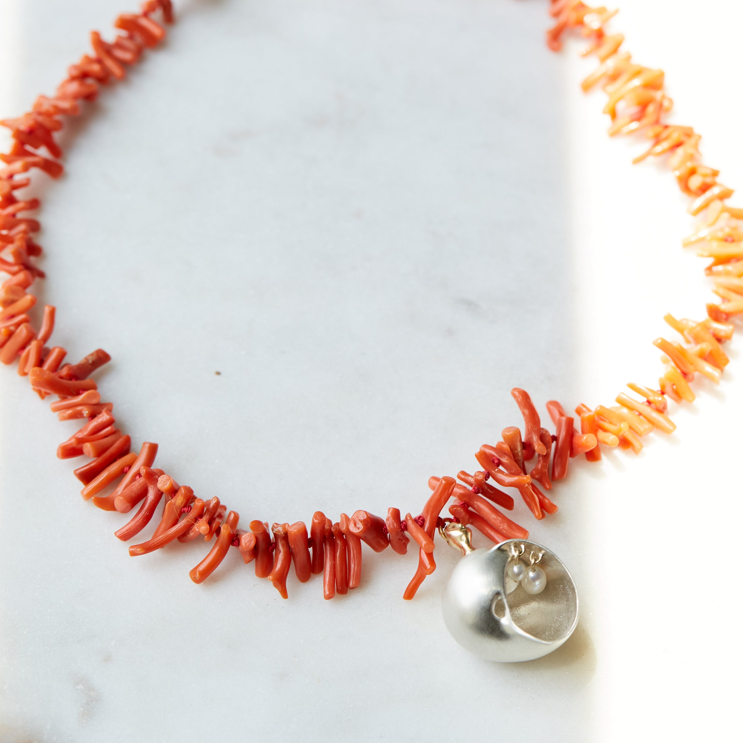 Salacia Coral + Pearl Shell Cameo Necklace – Hannah Blount Jewelry