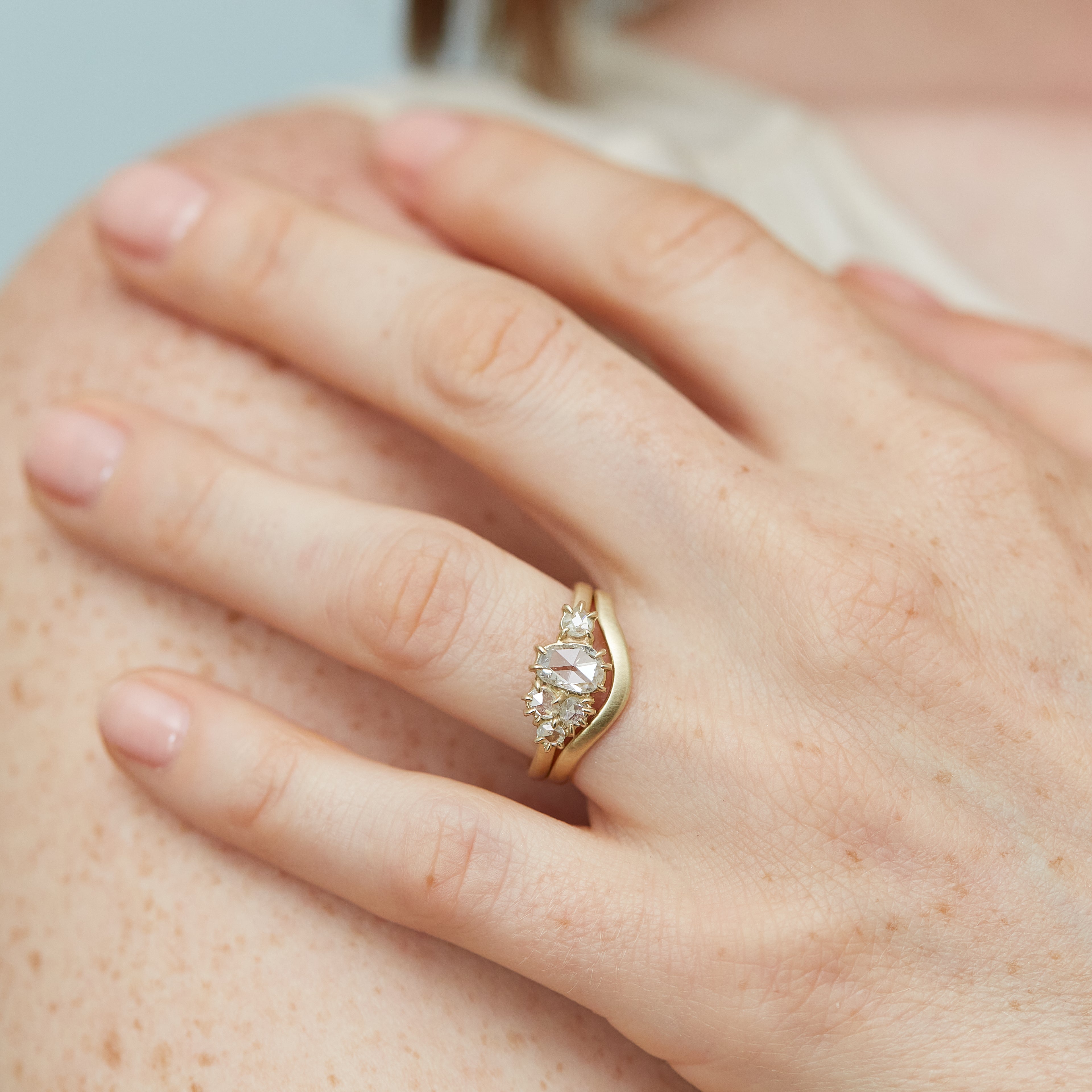 Upcycled rings made with soft solder on pure silver hammered bands