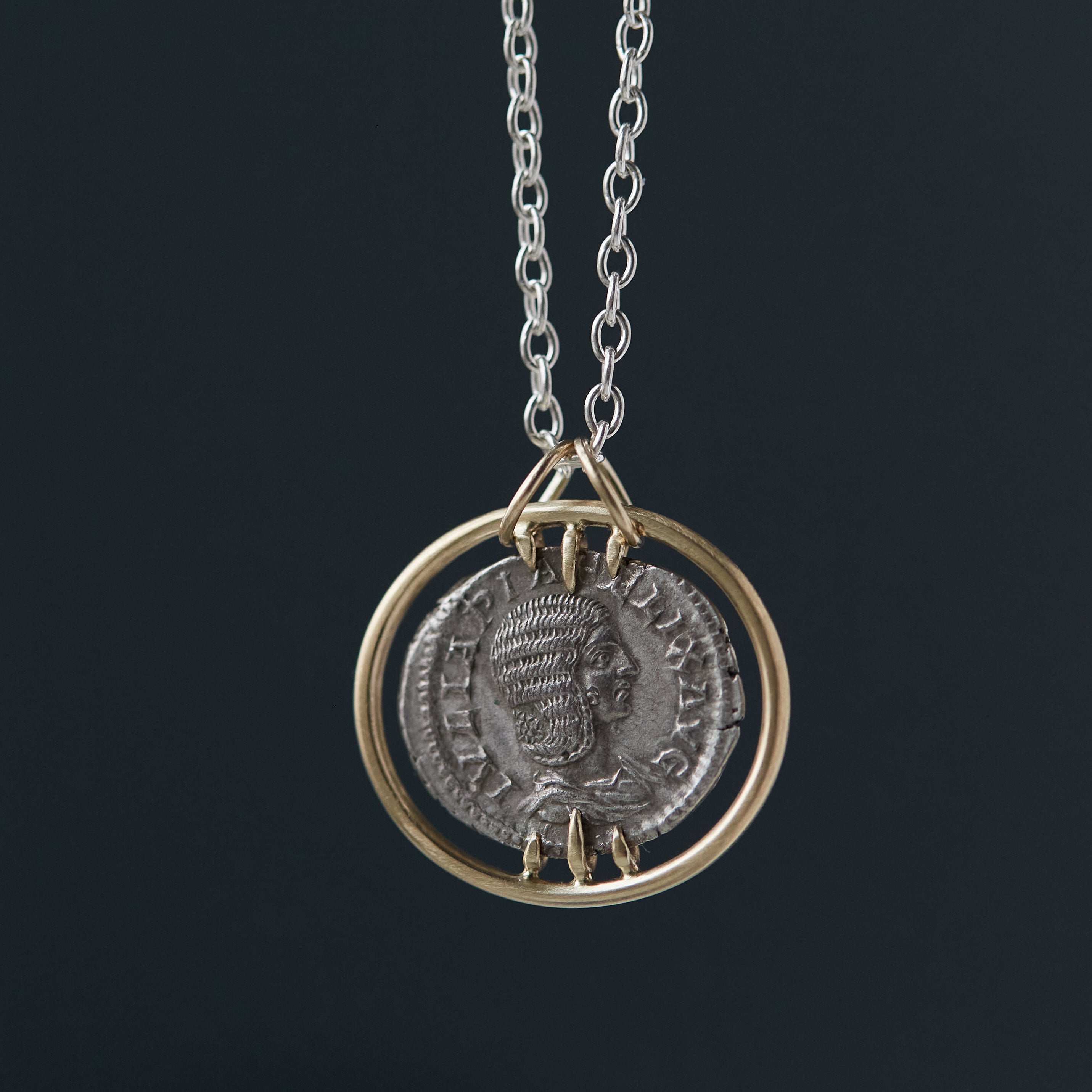 Ancient Empress Fulvia Plautilla + Goddess Venus Vanity Coin Necklace