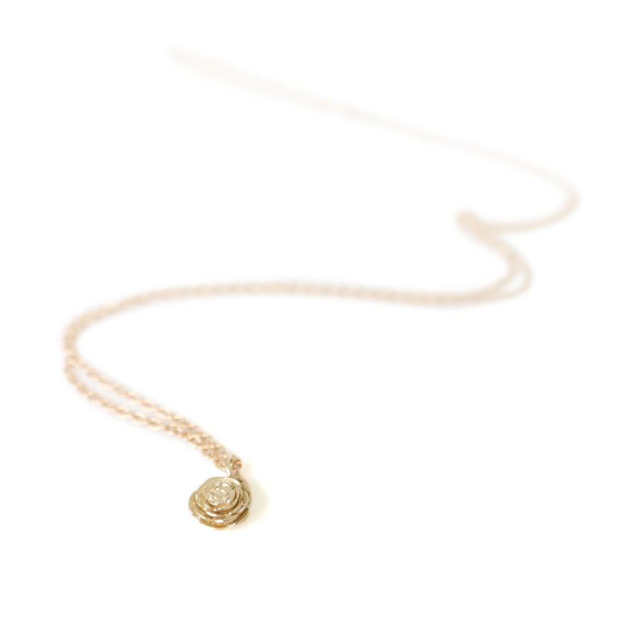 full necklace view: gold rose pendant necklace