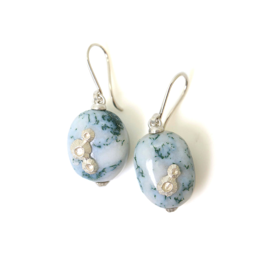 Indian opals with silver barnacles by Hannah Blount Jewelry