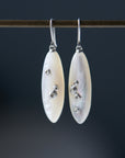 large sized mother of pearl drop earrings with silver barnacles