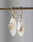 medium sized mother of pearl drop earrings with gold barnacles