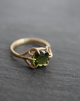 Green tourmaline gold branch ring