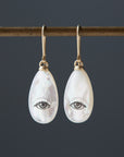 Small Lover's Eye Mother of Pearl Scrimshaw Earrings