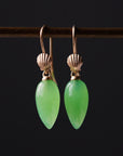 Chrysoprase drop earrings with gold shell