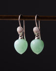 Chrysoprase earrings with sterling silver scallop shells ear wires