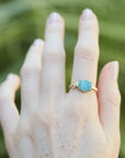 Lightning Ridge Opal Milkweed Beetle Vanity Ring on hand by Hannah Blount Jewelry