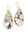 Skull and hourglass scrimshaw on variscite - earrings