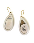 Skull and hourglass scrimshaw on variscite - earrings