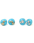 Kingman Turquoise Ruthie B. Studs with gold or silver barnacles - Hannah Blount Jewelry