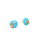 Kingman Turquoise Ruthie B. Studs with gold barnacles - Hannah Blount Jewelry