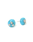 Kingman Turquoise Ruthie B. Studs with silver barnacles - Hannah Blount Jewelry