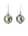 Neap Tide Tahitian Pearl Ruthie B. Earrings with Barnacles