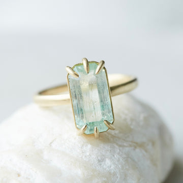 Emerald vanity gold ring by Hannah Blount