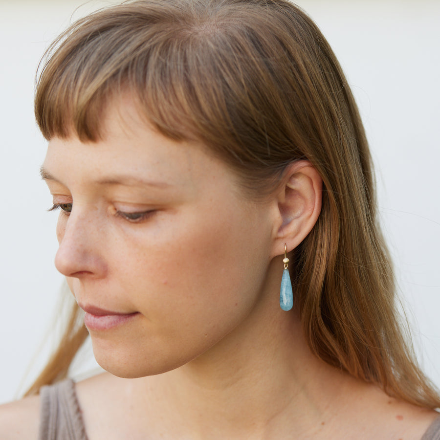 Kalmus Shore Aquamarine Scallop Shell Ruthie B. Earrings