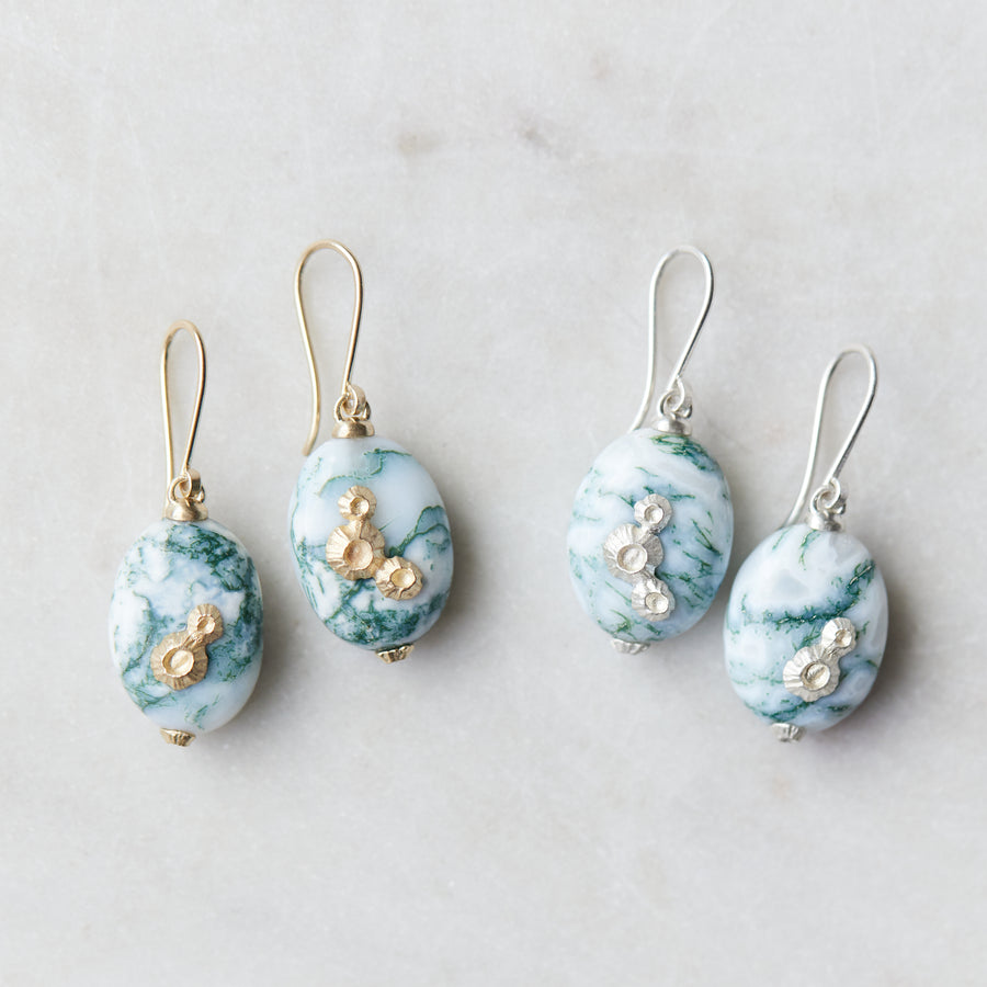 Indian opals with gold and silver barnacles by Hannah Blount Jewelry