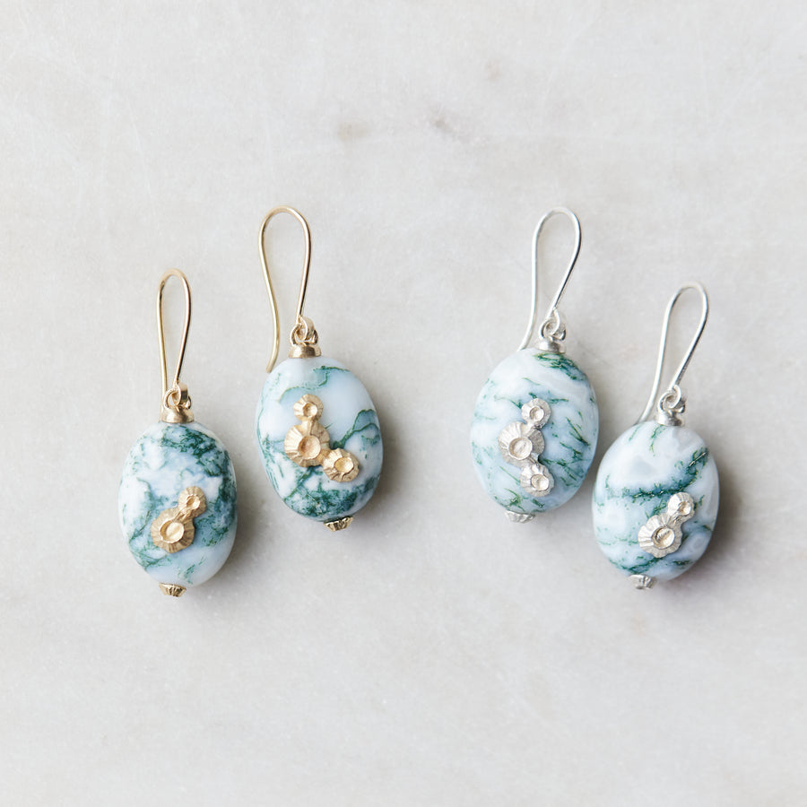 Indian opals with gold and silver barnacles by Hannah Blount Jewelry