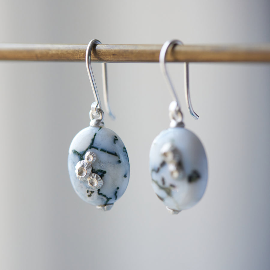 Indian opals with silver barnacles by Hannah Blount Jewelry