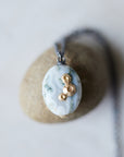 Indian opal necklaces with oxidized silver chain and gold barnacles by Hannah Blount