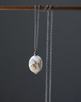 Indian opal necklaces with oxidized silver chain and gold barnacles by Hannah Blount