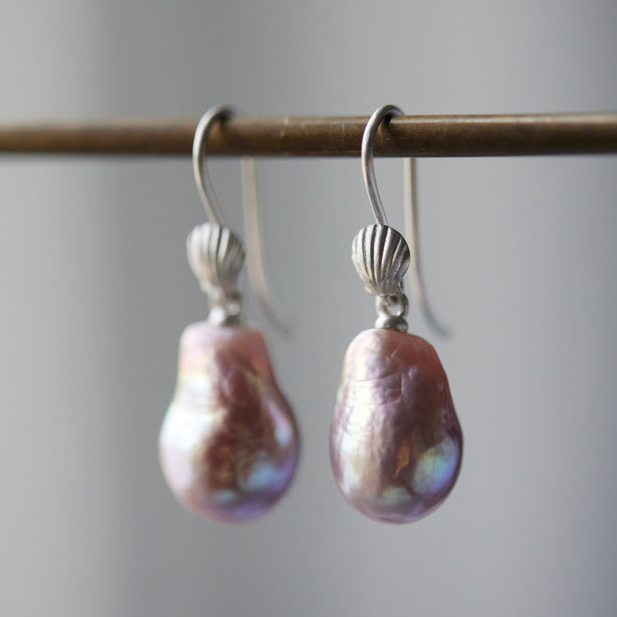 Venus & the Graces Pearl Scallop Shell Ruthie B. Earrings