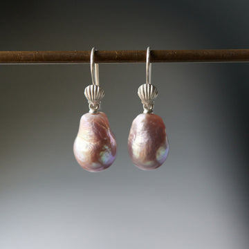 Venus & the Graces Pearl Scallop Shell Ruthie B. Earrings