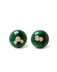 dark green garnet earring studs with gold barnacles