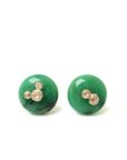 medium green garnet earring studs with gold barnacles