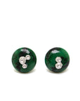 dark green garnet earring studs with silver barnacles