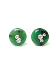 medium green garnet earring studs with silver barnacles