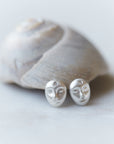 Silver cameo studs with diamonds by Hannah Blount