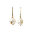 Pearl drop earrings with gold barnacles