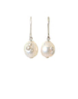 Pearl drop earrings with silver barnacles