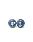 blue common opal earring studs with silver barnacles