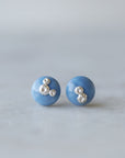 blue common opal earring studs with silver barnacles