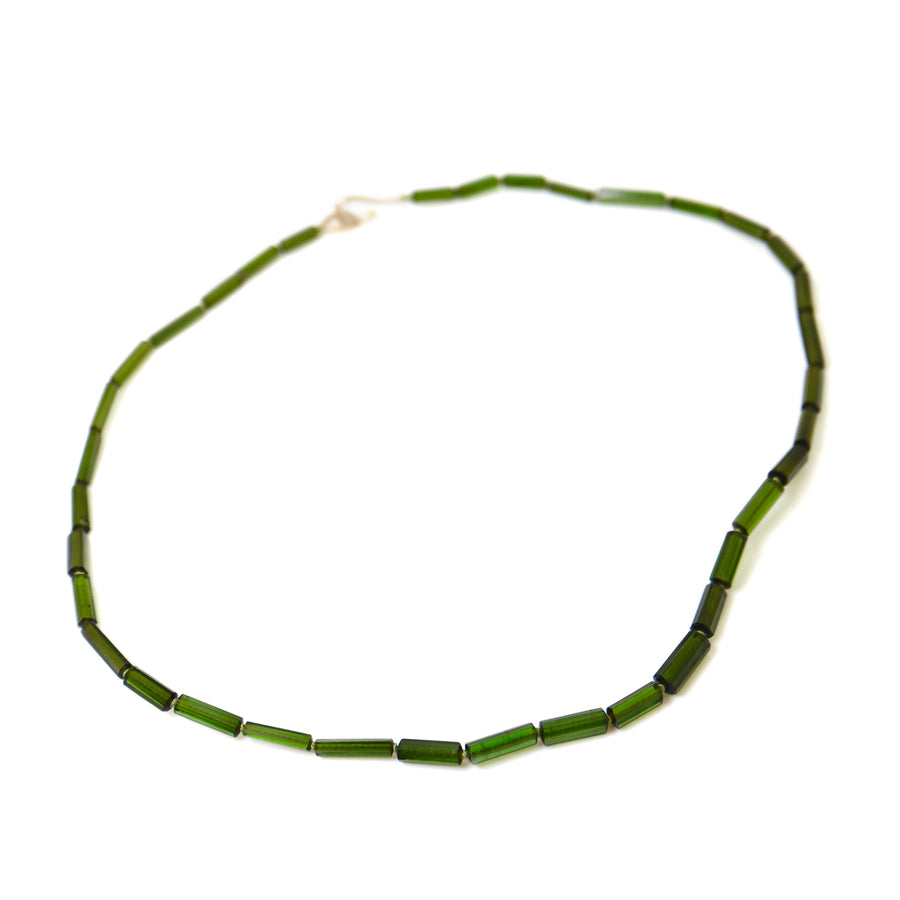 Green tourmaline strand with gold clasp by Hannah Blount