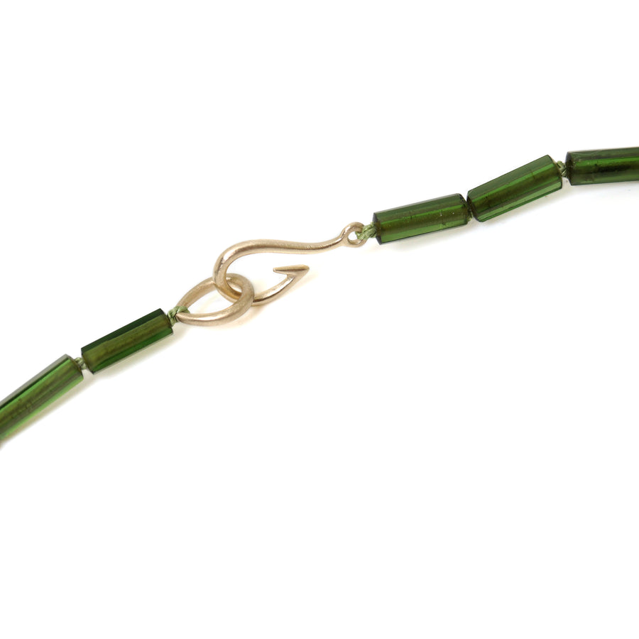 Green tourmaline strand with gold clasp by Hannah Blount