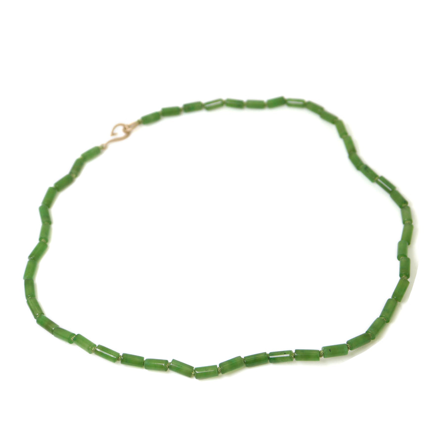 Green jade strand necklace by Hannah Blount