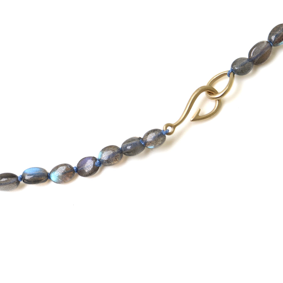 Laborite strand necklace with gold clasp by Hannah Blount