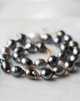 Tahitian pearl necklace with red string