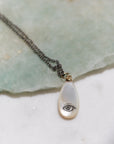 Scrimshaw necklace mother of pearl - lover's eye - Hannah Blount