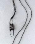 Skate egg case necklace - Oxidized silver - Hannah Blount