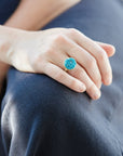 Ice Floe Drusy Chrysocolla Cameo Ring-Hannah Blount Jewelry