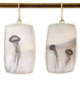 Sea Nettle Mother of Pearl Scrimshaw Earrings-Hannah Blount Jewelry