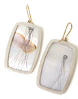 Sea Nettle Mother of Pearl Scrimshaw Earrings-Hannah Blount Jewelry